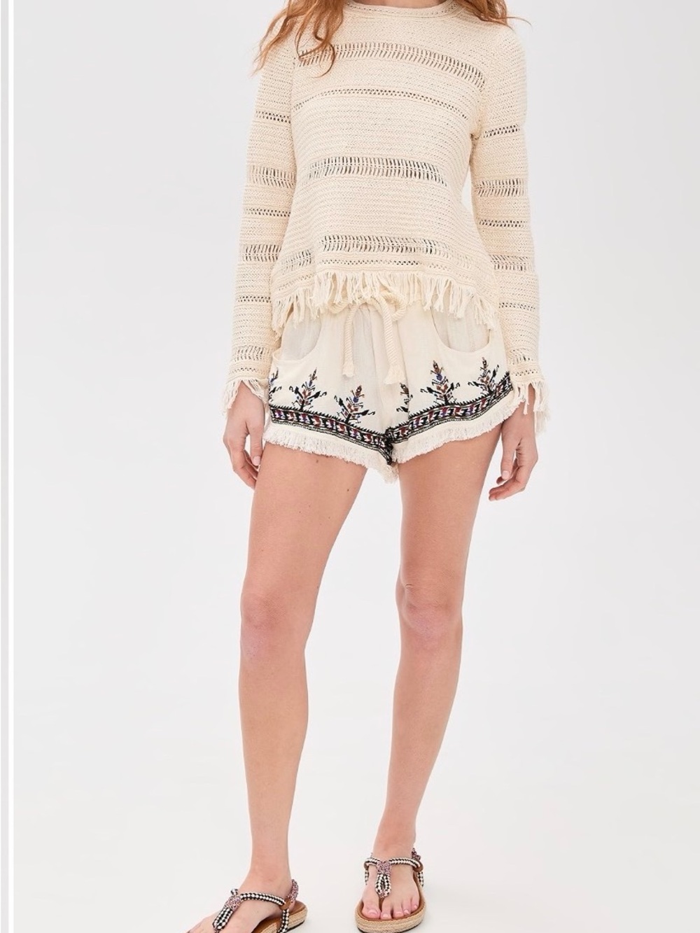 Isabel Marant Étoile Azilis sweater cream Fringe Pullover 36 Boho Romantic
